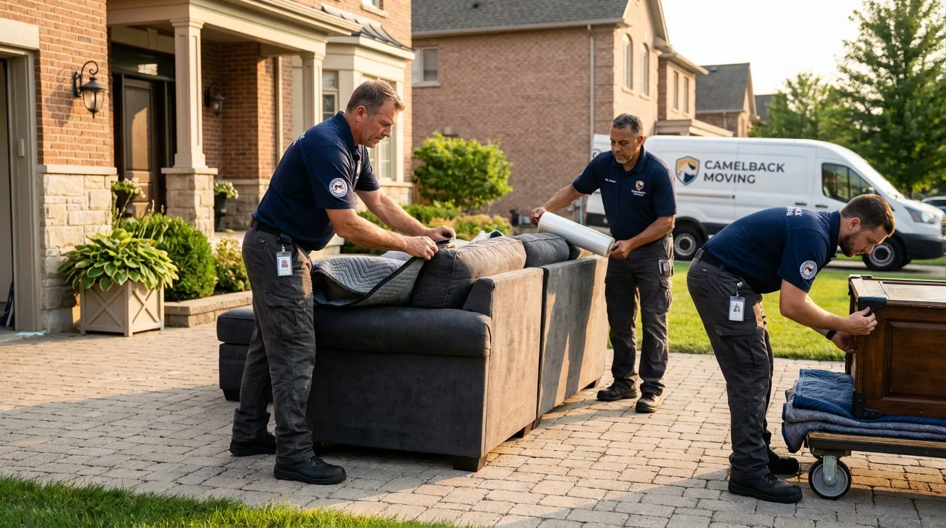 Large estate moving crew wrapping furniture in Springfield, NJ